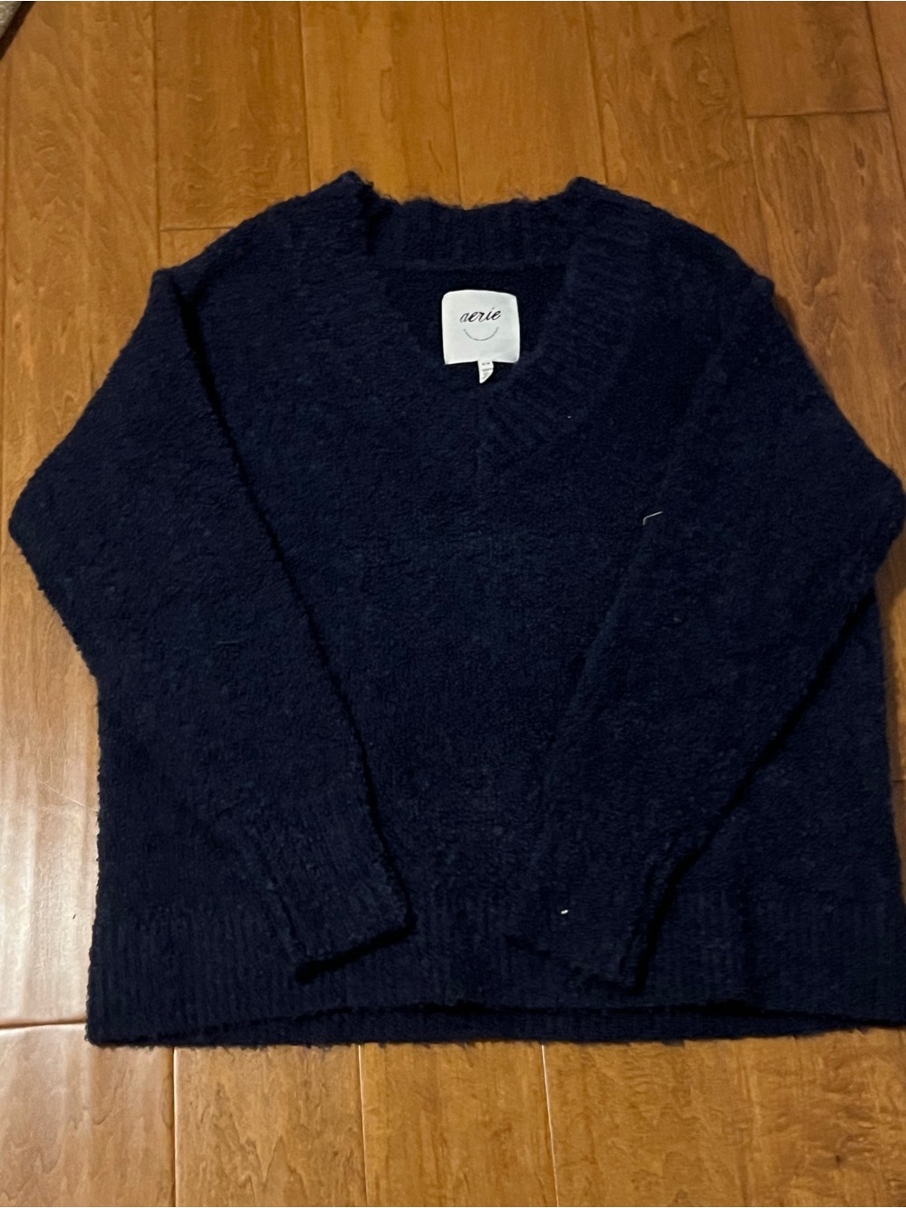 Aerie Women's Navy Oversized Textured V-Neck Cozy Sweater